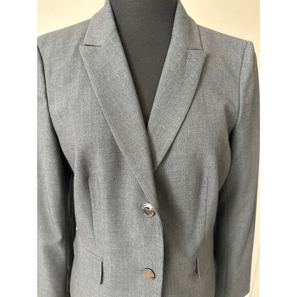 Calvin Klein Notch-Collar Long Sleeve Luxe Stretch Blazer Jacket Gray Size 10 - Picture 3 of 12